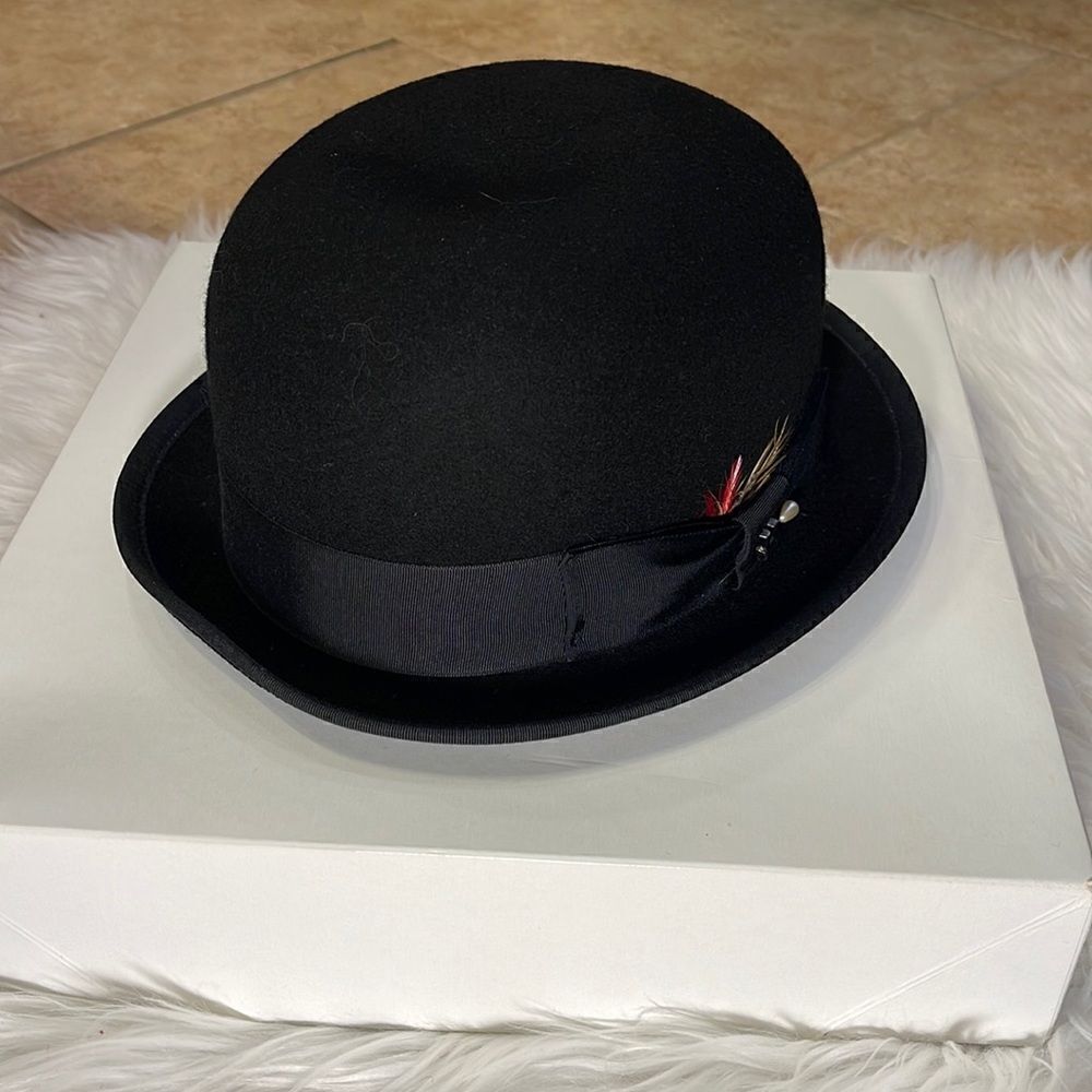 Mens wool Black Derby dress hat